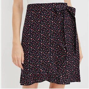 LOFT Ann Taylor Women's Navy Blue Wrap Skirt Ruffled Lady Bug Skirt size 4P